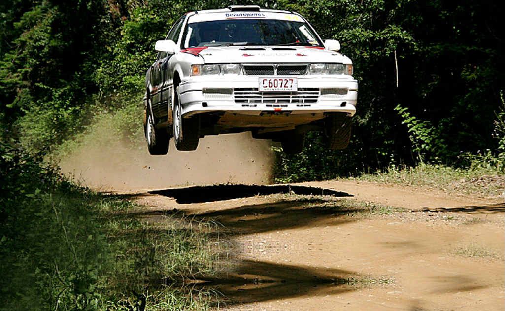 Rally driver Colin O’Brien in action in his Mitsubishi VR4. Rally driver Colin O’Brien in action in his Mitsubishi VR4.